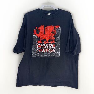 VTG Cymru Wales Black Dragon Art T-Shirt Hewlin Sz XL